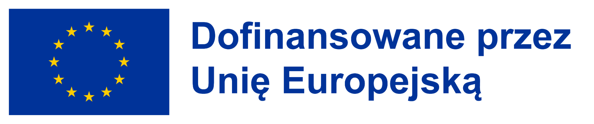 Flaga Unii Europejskiej z napisem Dofinansowane przez Unię Europejską
